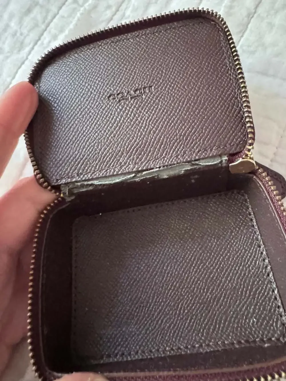 Coach Small Zip-Around Leather Jewelry Travel Case